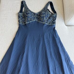 Elegant Navy Blue Embroidered Dress